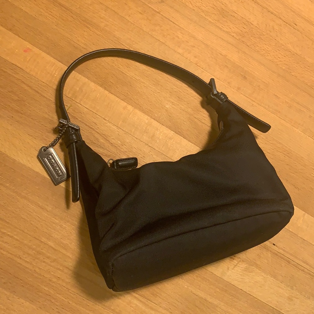 Coach bag, black nylon.